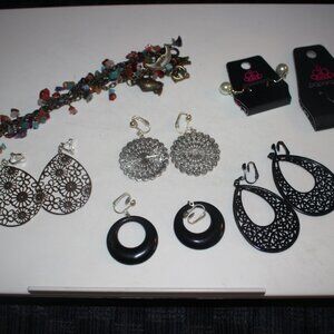 Clip and Pierced Earrings and Bracelet